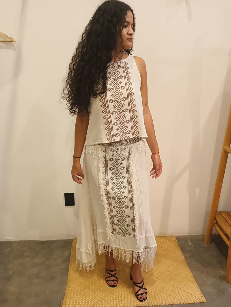 conjunto algodon blusa y falda
