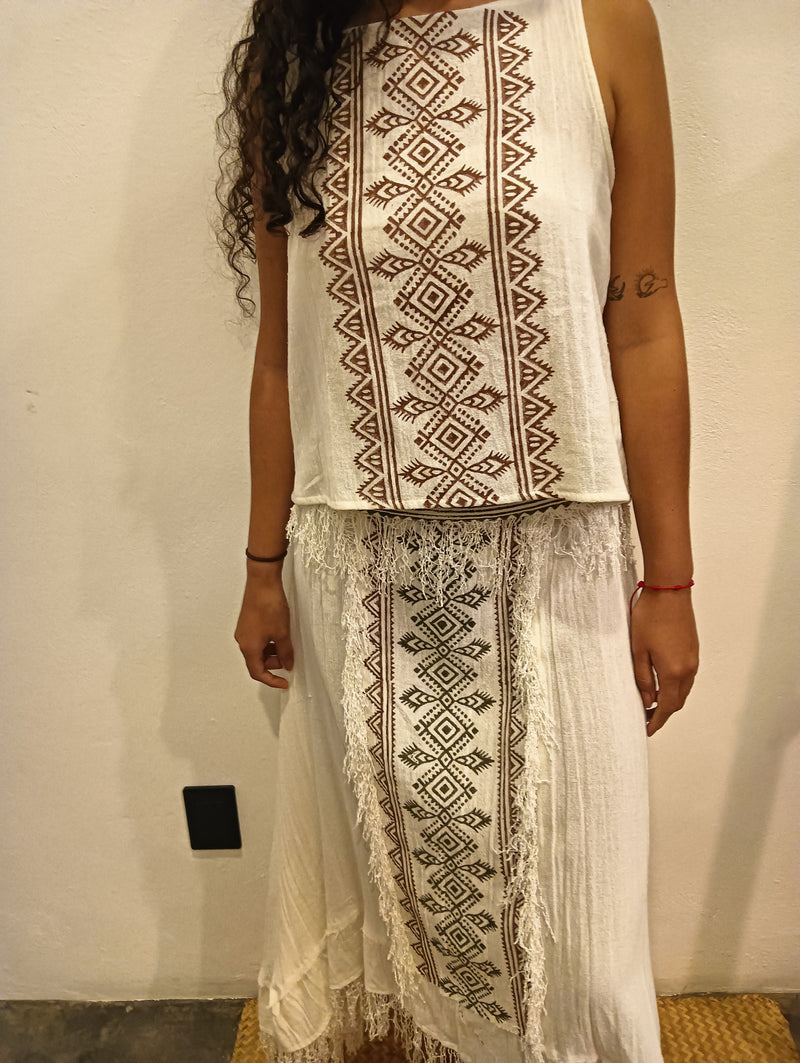 conjunto algodon blusa y falda