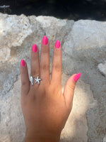 Anillo acero en color plata con pez y estrella