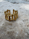 Anillo en Acero color dorado de palos