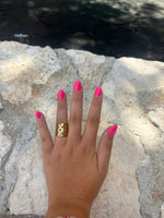 Anillo en Acero color dorado trenzado