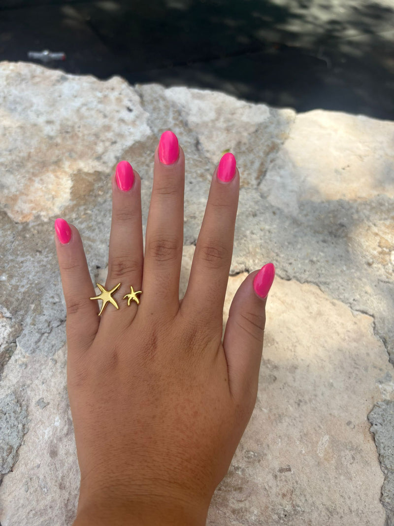 Anillo en Acero color dorado con estrellas