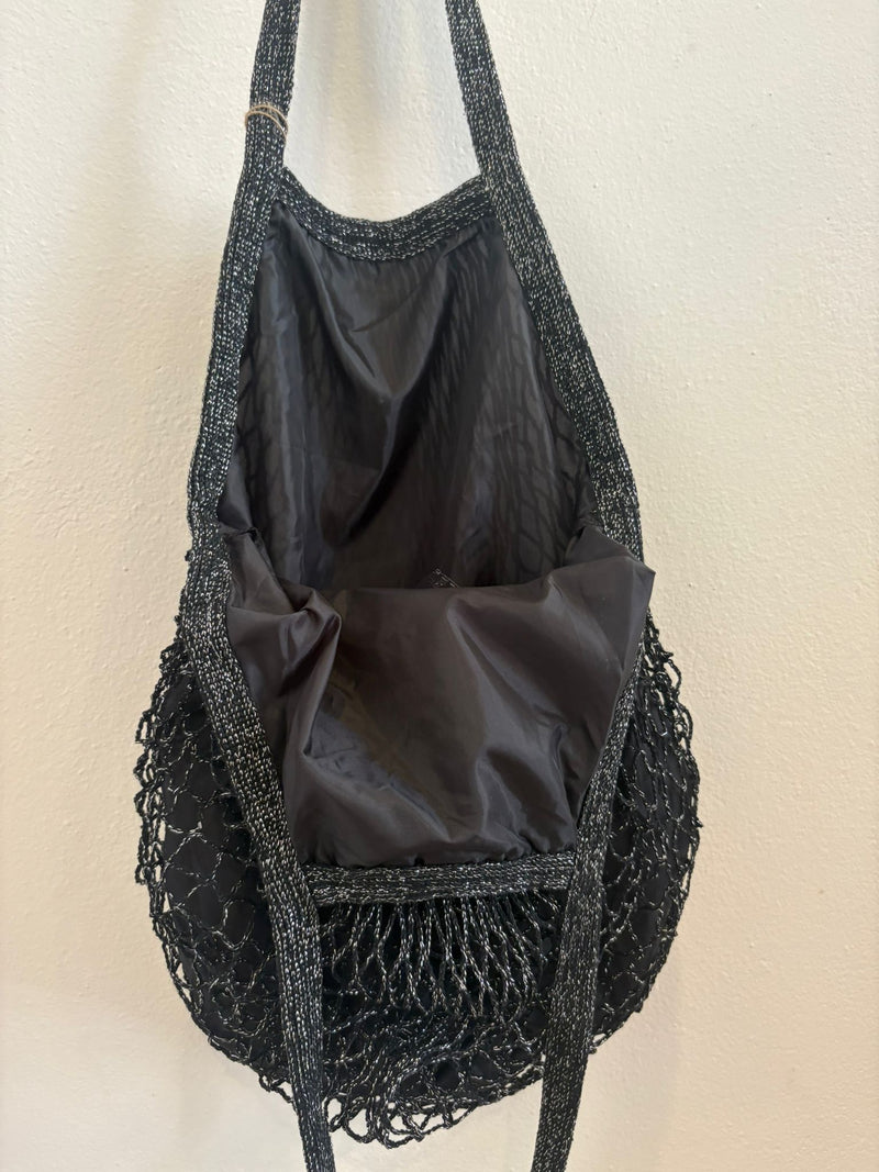 Bolso en tela forma de red en negro