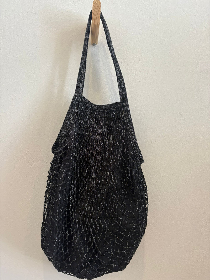 Bolso en tela forma de red en negro