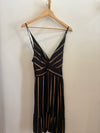 Vestido Negro rallas dorado